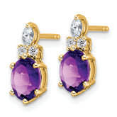 14K Polished Diamond and Amethyst Twisted Post Earrings